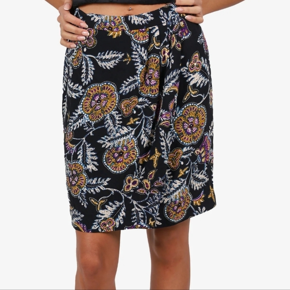 BA&SH Venise Mini Wrap Skirt In Black Paisley Size S/4 NWT'S